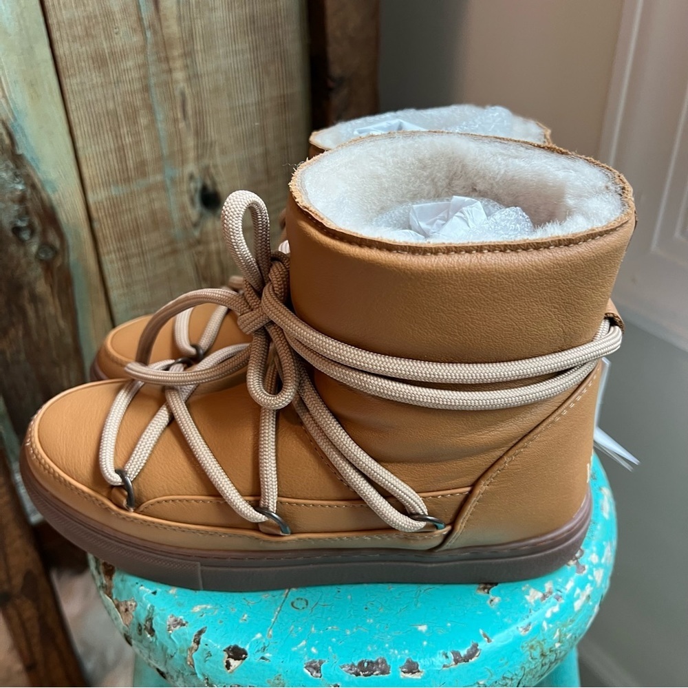 NWT Anthropologie INUIKII Napa Boots Leather Sneaker Genuine Shearling - Picture 12 of 13